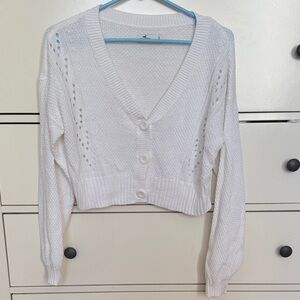 Hollister White Knit Cardigan